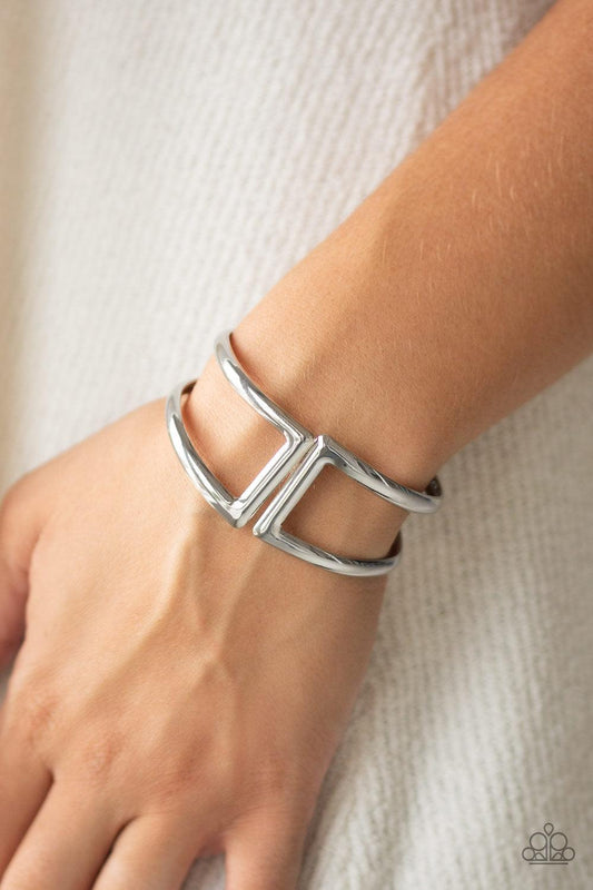 Paparazzi Accessories-Geo Glam - Silver Bracelet
