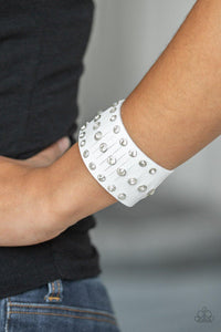 Paparazzi Accessories-Now Taking The Stage - White Wrap Bracelet - jewelrybybretta