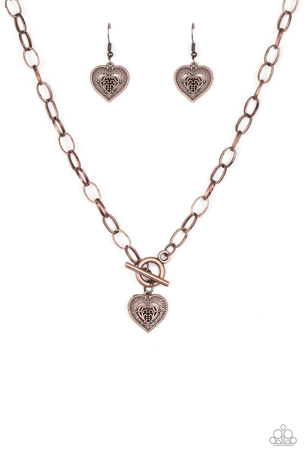 Paparazzi Accessories-Say No AMOUR - Copper Necklace