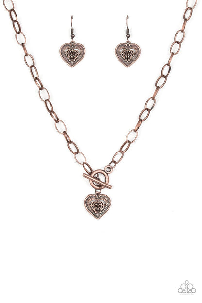 Paparazzi Accessories-Say No AMOUR - Copper Necklace