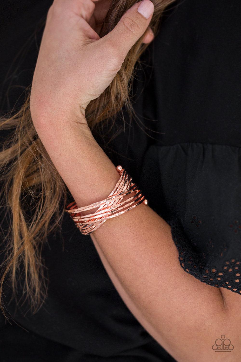 Paparazzi Accessories-See A Pattern? - Copper Cuff Bracelet