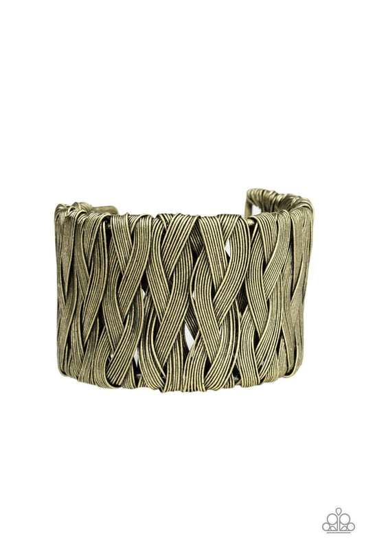 Paparazzi Accessories-Take It or WEAVE It - Brass Cuff Bracelet
