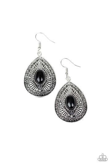 Paparazzi Accessories-Tropical Topography - Black - Earrings