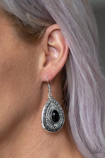 Paparazzi Accessories-Tropical Topography - Black - Earrings