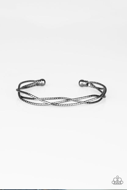 Paparazzi Accessories- Twist Of The Wrist - Black Bracelet - jewelrybybretta