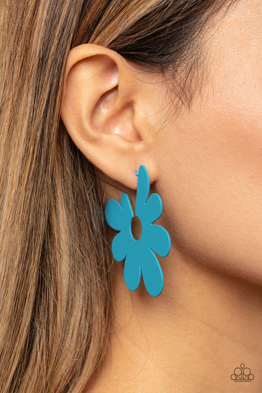 Flower Power Fantasy Blue Earrings  - Jewelry by Bretta