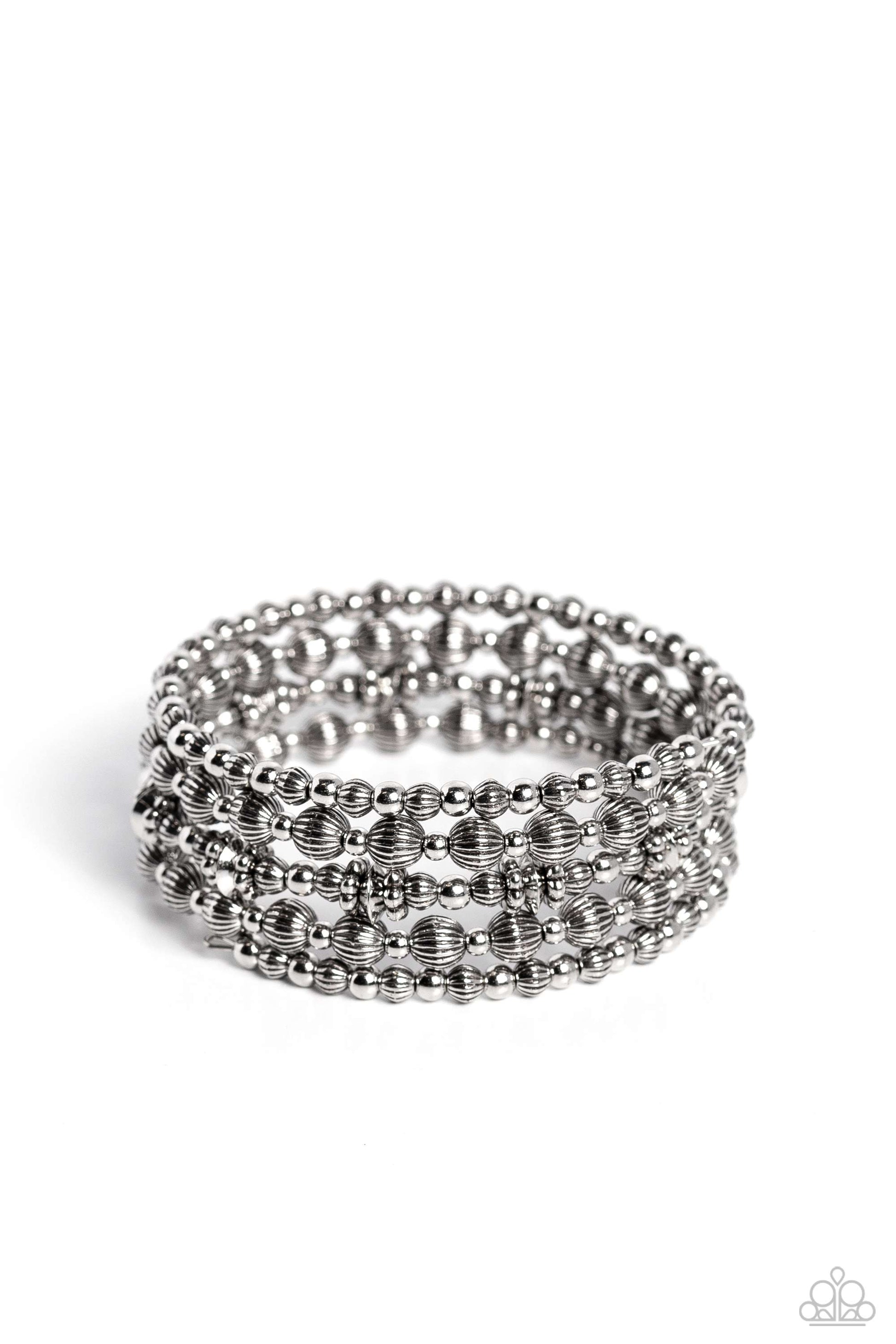 Striped Stack Silver Coil Bracelet  - Jewelry by Bretta