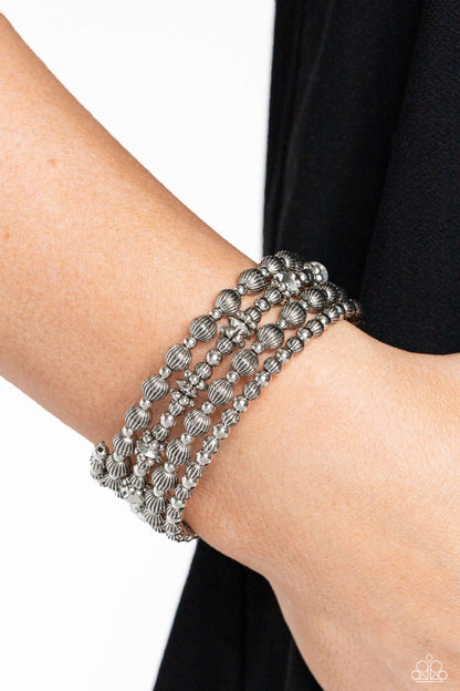 Striped Stack Silver Coil Bracelet  - Jewelry by Bretta