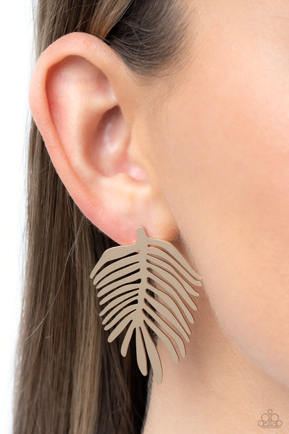 The FROND Row Gold Earrings - Jewelry by Bretta
