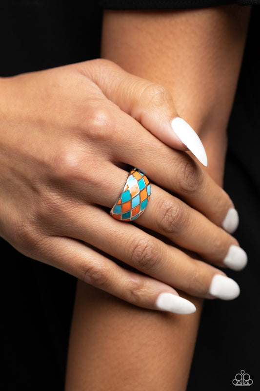 Patchwork Party Orange Ring - Jewelry by Bretta