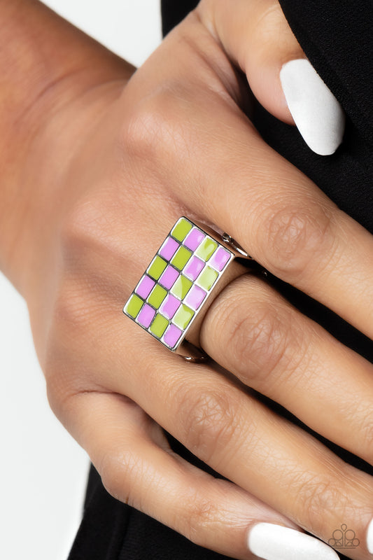 Checkerboard Craze Green Ring - Jewelry by Bretta