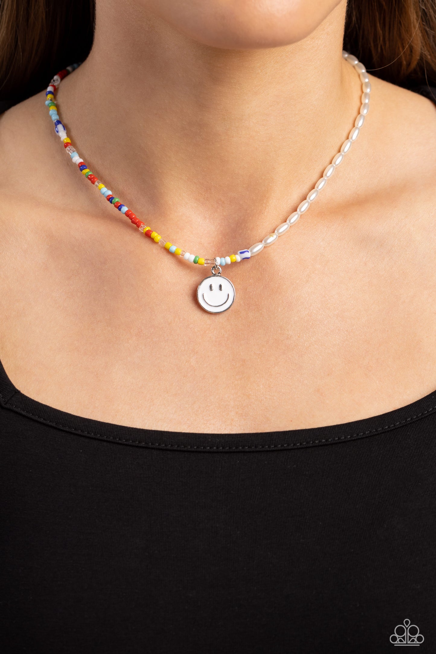 Smiling Showdown White Necklace - Jewelry by Bretta