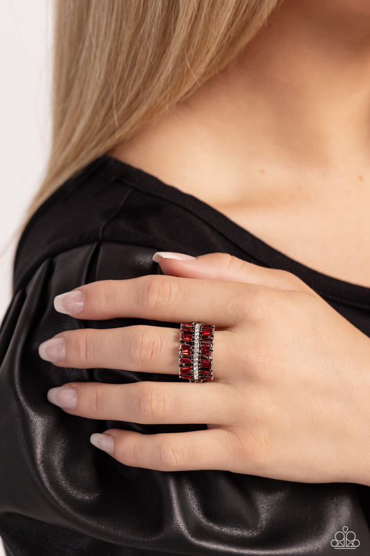Staggering Stacks Red Ring - Jewelry by Bretta