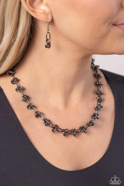 Knotted Kickoff Black Necklace - Jewelry by Bretta