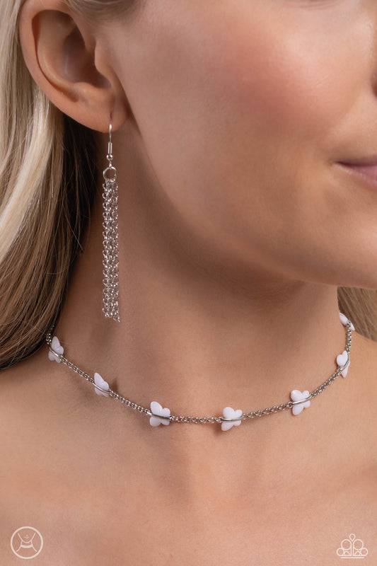 FLYING in Wait White Necklace - Jewelry by Bretta