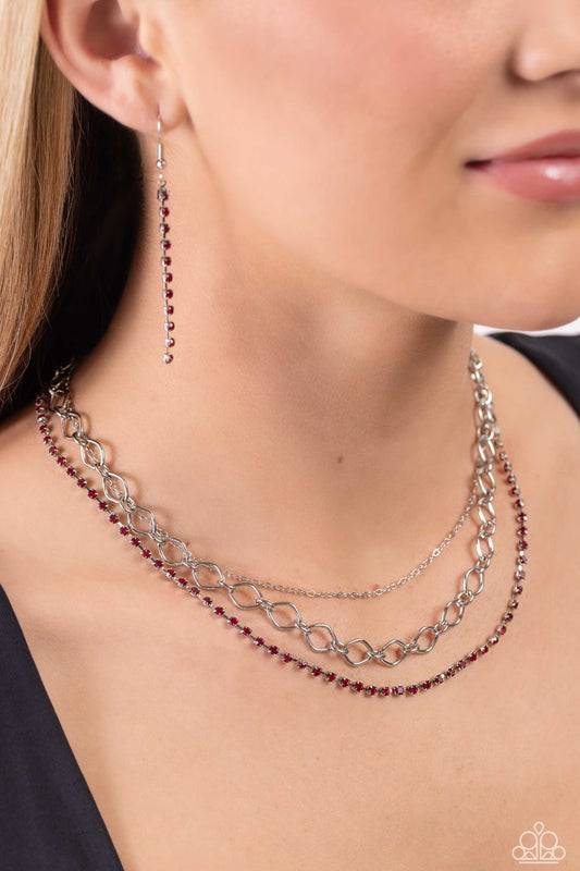 Tasteful Tiers Red Necklace - Jewelry by Bretta