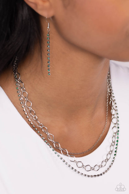 Tasteful Tiers Green Necklace - Jewelry by Bretta