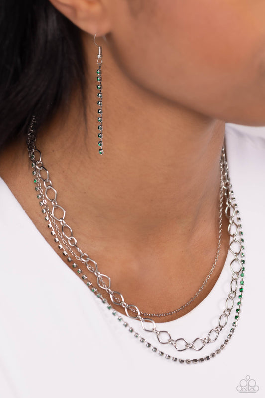 Tasteful Tiers Green Necklace - Jewelry by Bretta