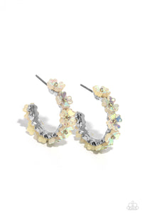 Floral Focus White Earrings - Jewelry by Bretta