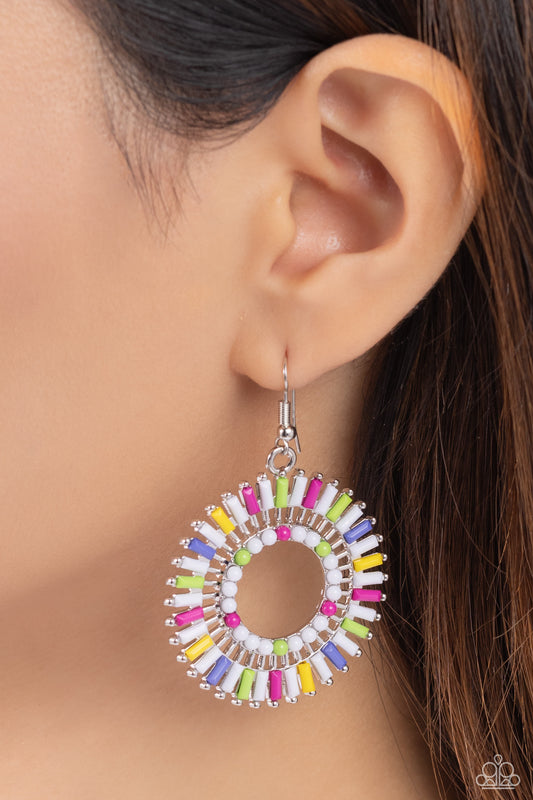 Ferris Wheel Finale White Earrings - Jewelry by Bretta
