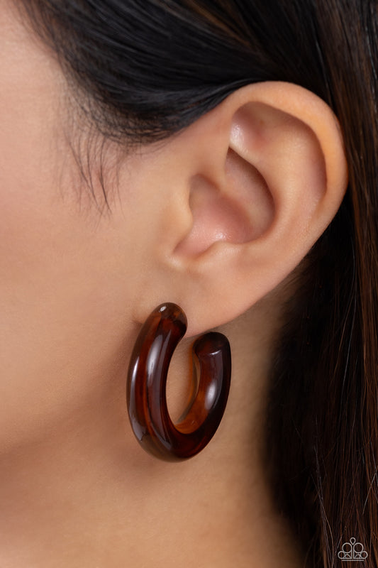 Glassy GAZE Brown Hoop Earrings - Jewelry by Bretta