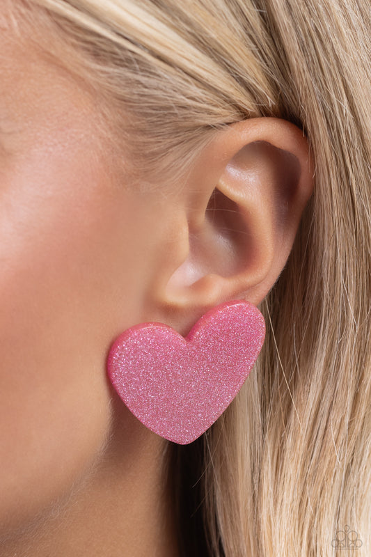 Sparkly Sweethearts Pink Heart Earrings - Jewelry by Bretta