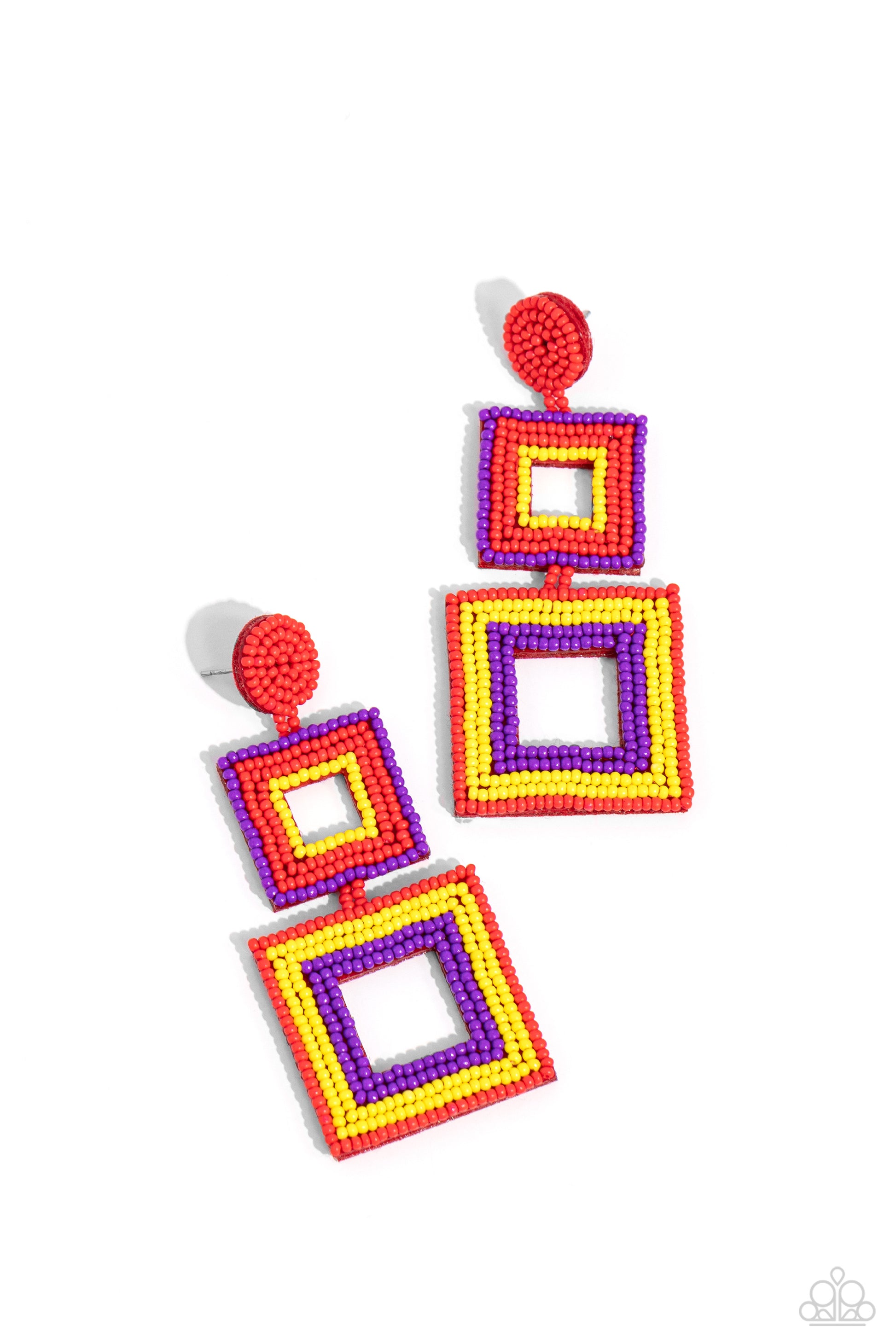 Seize the Squares Red Earrings - Jewelry by Bretta
