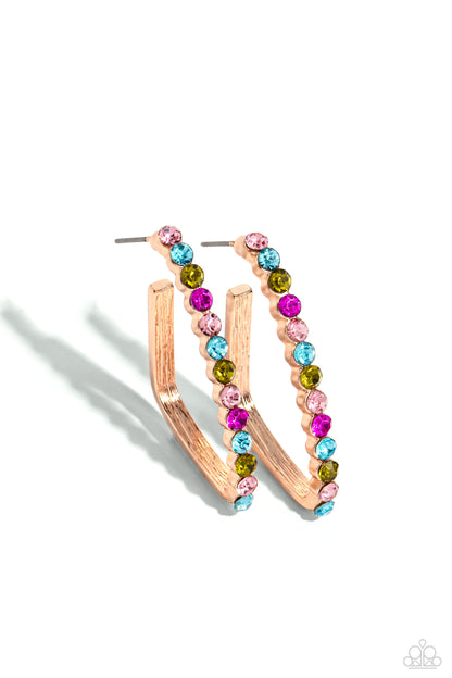 Triangular Tapestry Rose Gold  Hoop Earrings - Jewelry by Bretta