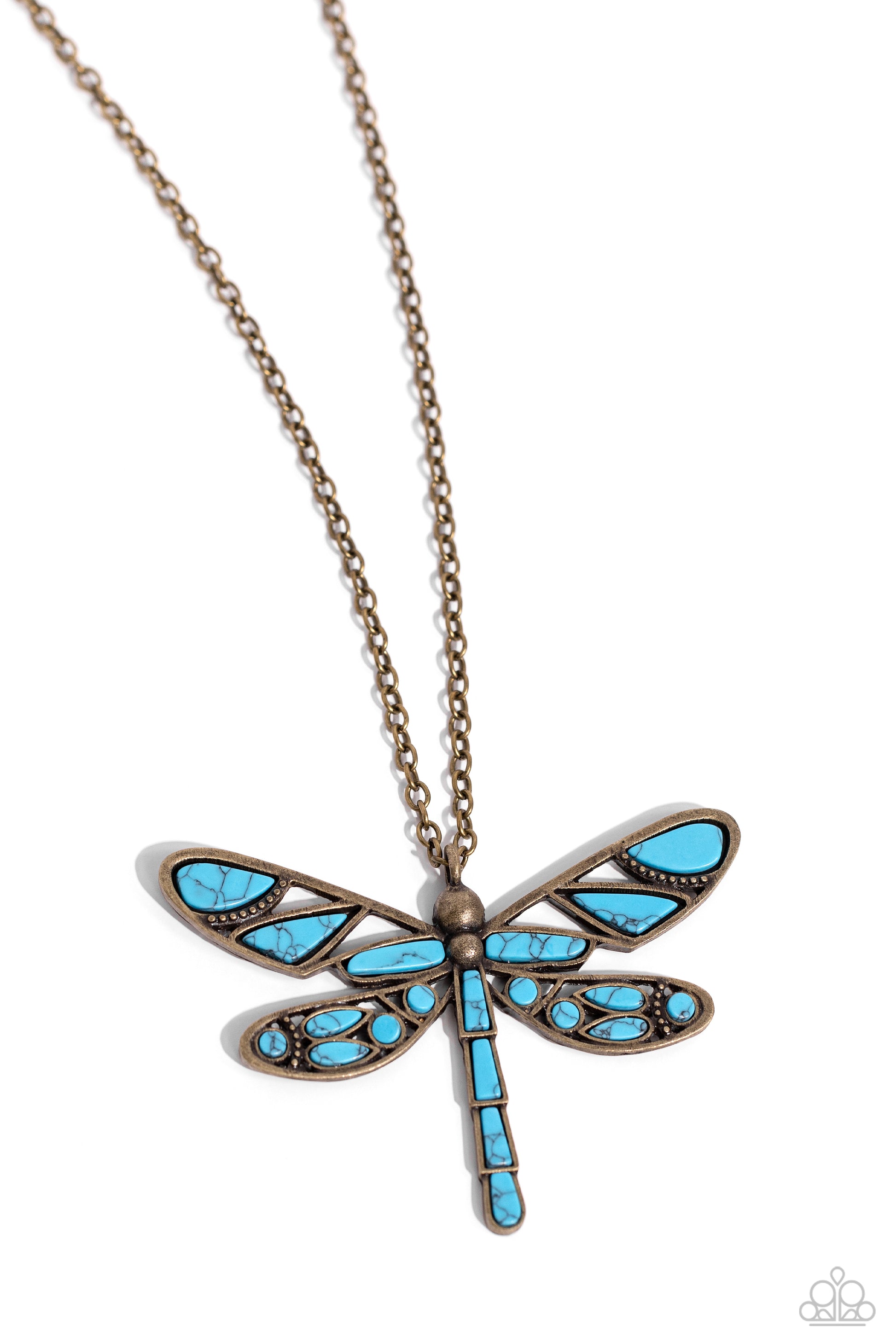 FLYING Low Brass Dragonfly Necklace - Jewelry by Bretta