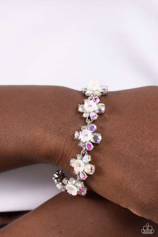 Floral Frenzy White Bracelet - Jewelry by Bretta
