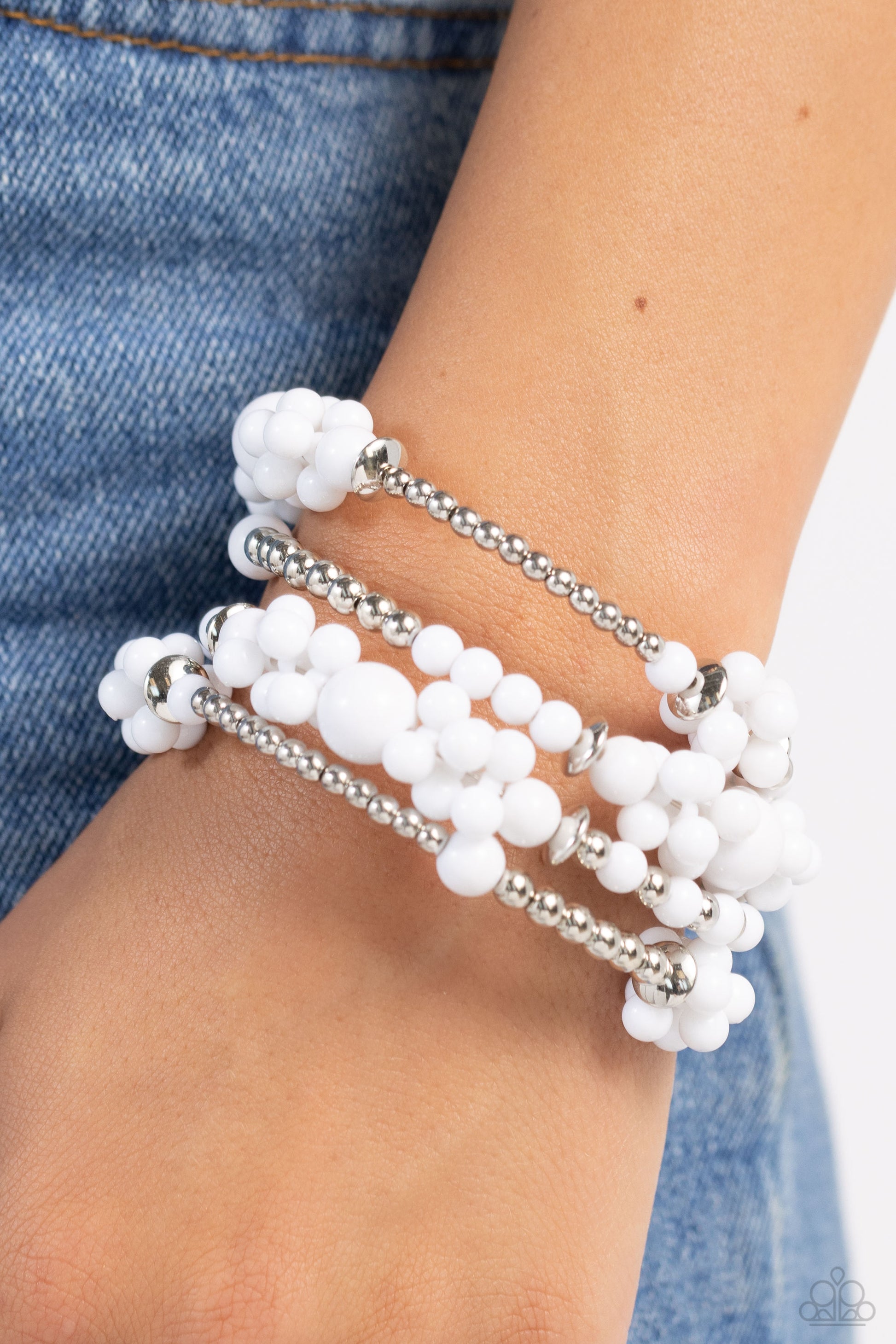 Compelling Clouds White Coil Bracelet - Jewelry by Bretta