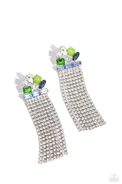 Horizontal Hallmark Blue Earrings - Jewelry by Bretta