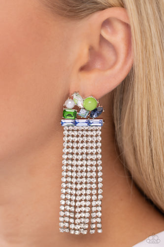 Horizontal Hallmark Blue Earrings - Jewelry by Bretta