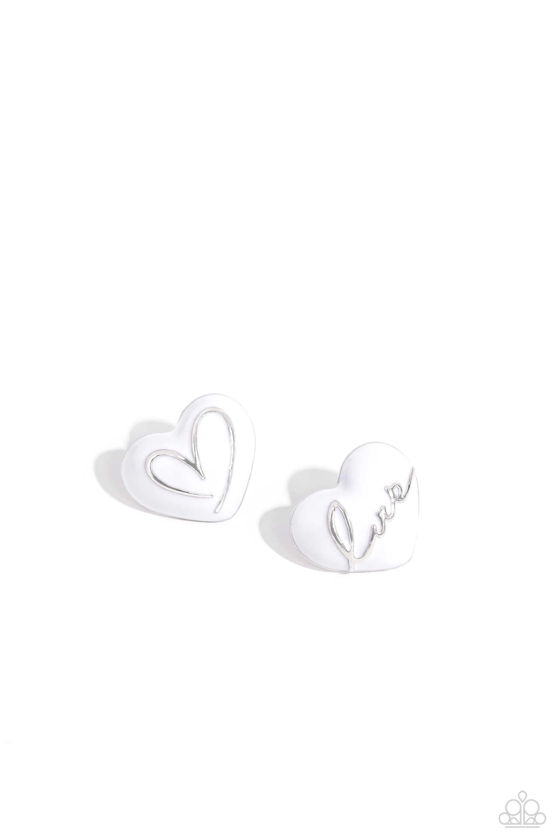 Glimmering Love White Earrings - Jewelry by Bretta
