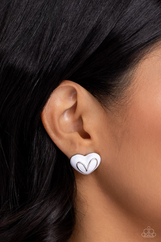 Glimmering Love White Earrings - Jewelry by Bretta