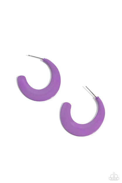 Fun-Loving Feature Purple Hoop Earrings - Jewelry by Bretta