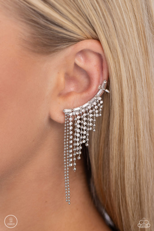 Tapered Tease White Earrings - Jewelry by Bretta