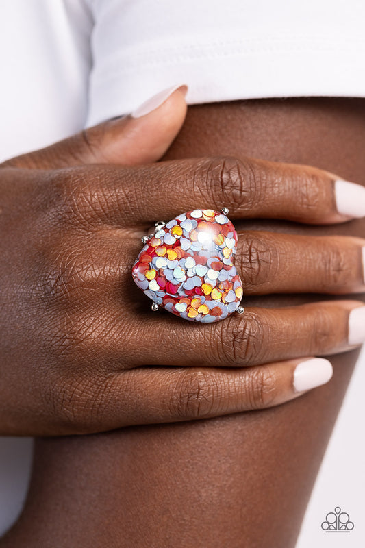 Patterned Promenade Red Heart Ring - Jewelry by Bretta