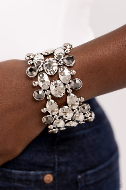 Hammered Headliner Silver Bracelet - Jewelry by Bretta
