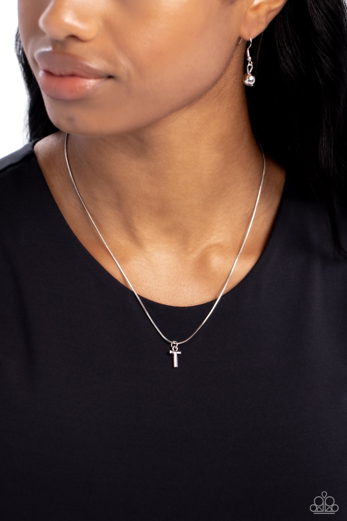 Seize the Initial - Silver T Initial Necklace - Jewelry by Bretta