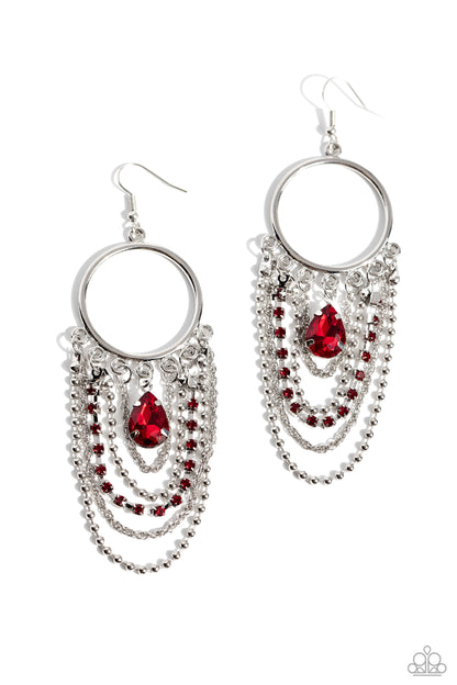 Cascading Clash Red Earrings - Jewelry by Bretta
