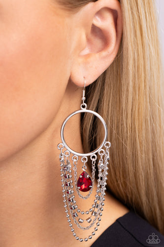Cascading Clash Red Earrings - Jewelry by Bretta