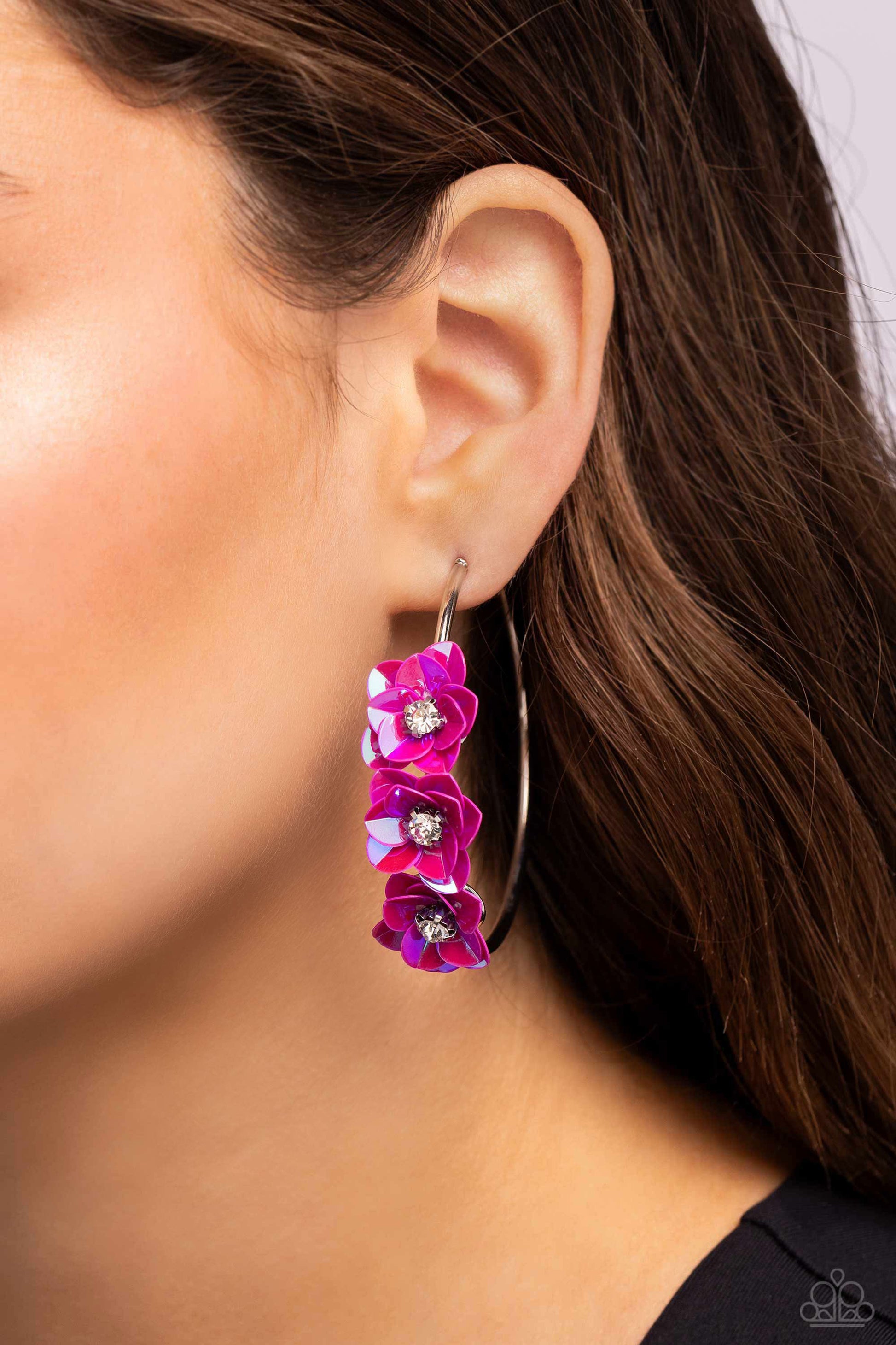 Ethereal Embellishment Pink Hoop Earrings  - Jewelry by Bretta