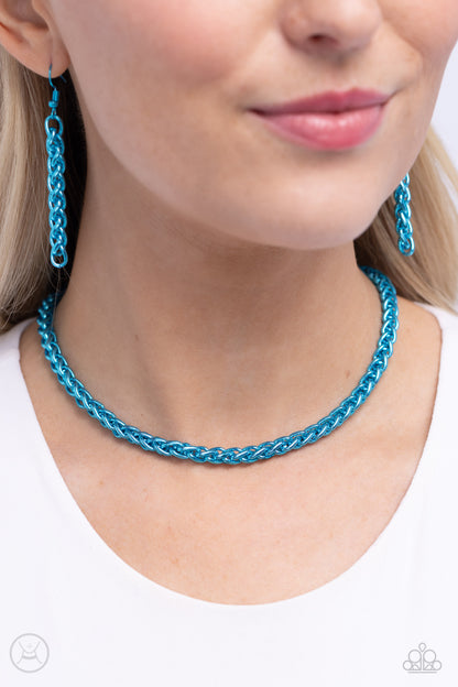 Braided Battalion Blue Necklace  - Jewelry by Bretta
