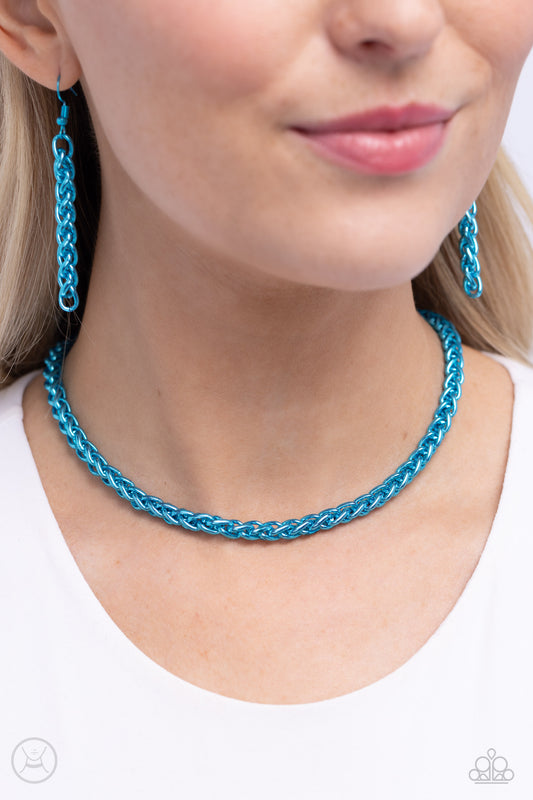Braided Battalion Blue Necklace  - Jewelry by Bretta
