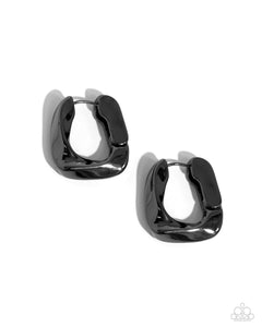 Asymmetric Advocate Black Hoop Earrings - Jewelry by Bretta