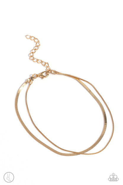 Glistening Gauge Gold Anklet - Jewelry by Bretta