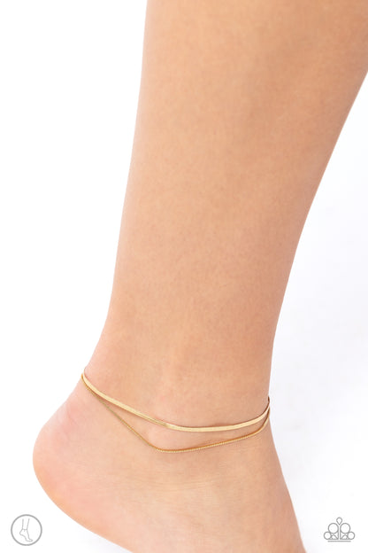 Glistening Gauge Gold Anklet - Jewelry by Bretta