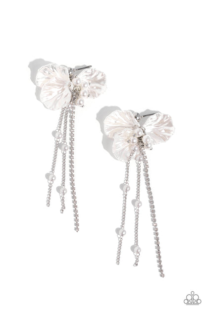 Graceful Gesture White Earrings - Jewelry by Bretta