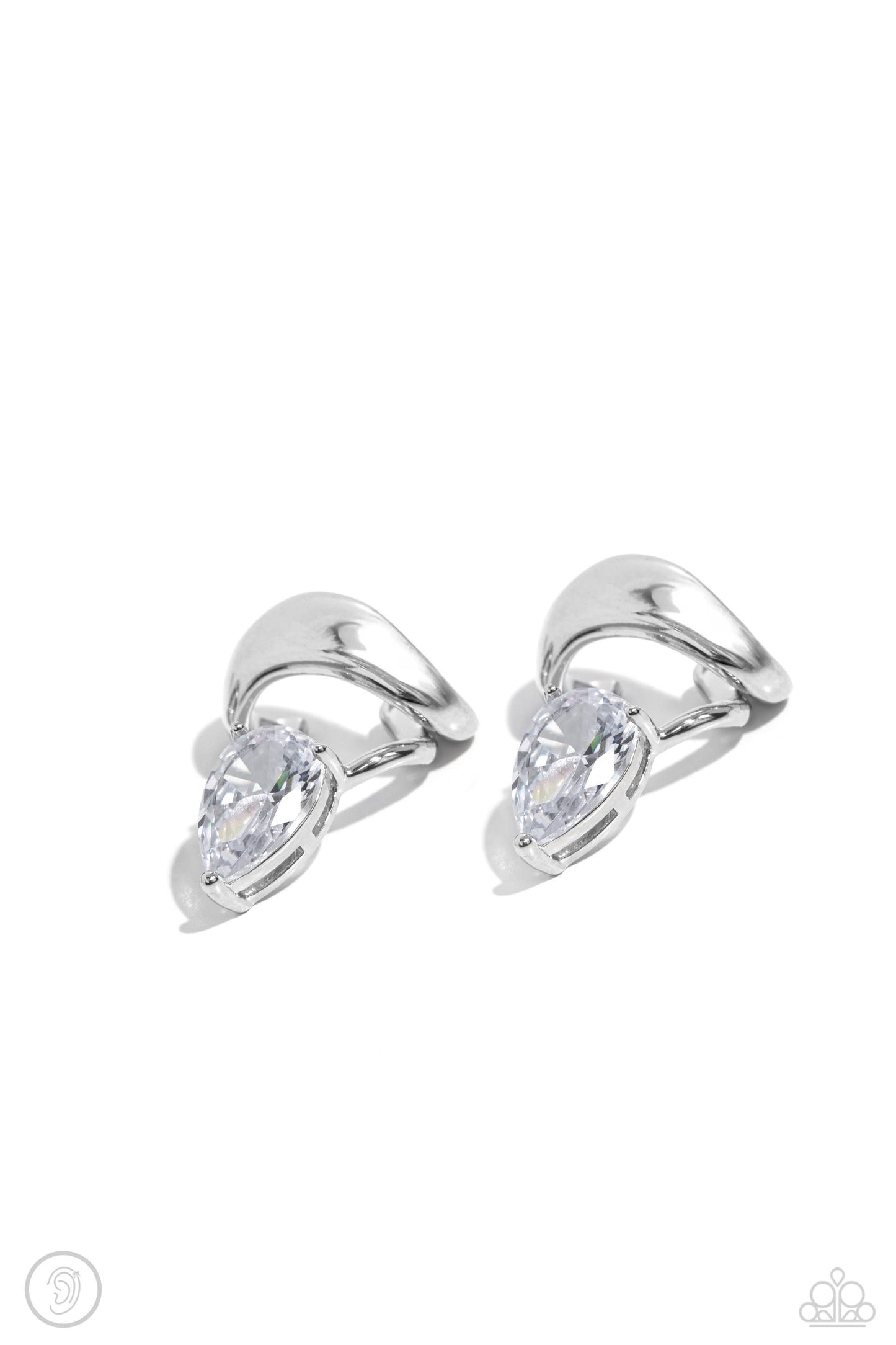 Twisting Teardrop White Ear Cuff - Jewelry by Bretta